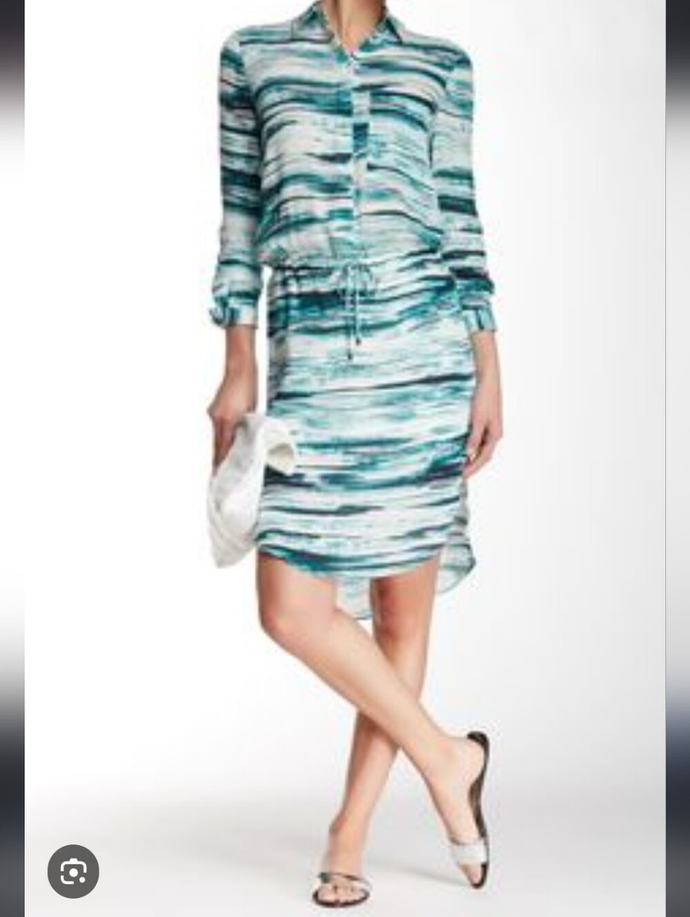 Haute Hippie Blue & White Abstract Stripe dress Size Small